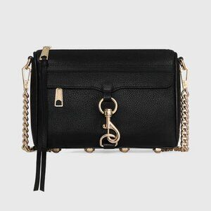 Rebecca Minkoff Black Mini M.A.C. Crossbody Handbag Chain Fringed Purse